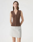 Button Down V Neck Sleeveless Tank Tops Sweater Vest-SUUKSESS-Brown-XS-SUUKSESS