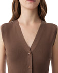 Button Down V Neck Sleeveless Tank Tops Sweater Vest-SUUKSESS-SUUKSESS