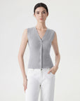 Button Down V Neck Sleeveless Tank Tops Sweater Vest-SUUKSESS-Grey-XS-SUUKSESS