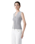 Button Down V Neck Sleeveless Tank Tops Sweater Vest-SUUKSESS-SUUKSESS