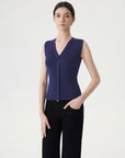 Button Down V Neck Sleeveless Tank Tops Sweater Vest-SUUKSESS-SUUKSESS
