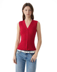 Button Down V Neck Sleeveless Tank Tops Sweater Vest-SUUKSESS-SUUKSESS
