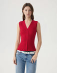 Button Down V Neck Sleeveless Tank Tops Sweater Vest-SUUKSESS-SUUKSESS