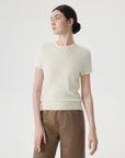 Cashmere Silk Blend Crew Neck Spring Sweater - Short Sleeve-SUUKSESS-SUUKSESS