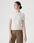 Cashmere Silk Blend Crew Neck Spring Sweater - Short Sleeve-SUUKSESS-SUUKSESS