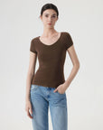 Cashmere Silk Blend V Shirts Sweater - Short Sleeve-SUUKSESS-Brown-XS-SUUKSESS