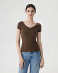 Cashmere Silk Blend V Shirts Sweater - Short Sleeve-SUUKSESS-SUUKSESS