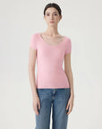 Cashmere Silk Blend V Shirts Sweater - Short Sleeve-SUUKSESS-Pink-XS-SUUKSESS