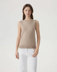 Cashmere Silk Blend Vest Sleeveless Sweater - Short Sleeve-SUUKSESS-Khaki-XS-SUUKSESS