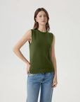 Cashmere Silk Blend Vest Sleeveless Sweater - Short Sleeve-SUUKSESS-Green-XS-SUUKSESS