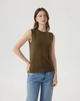 Cashmere Silk Blend Vest Sleeveless Sweater - Short Sleeve-SUUKSESS-Military Green-XS-SUUKSESS