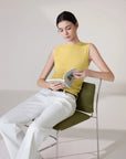 Cashmere Silk Blend Vest Sleeveless Sweater - Short Sleeve