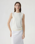 Cashmere Silk Blend Vest Sleeveless Sweater - Short Sleeve-SUUKSESS-White-XS-SUUKSESS