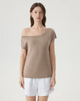 Blend Off The Shoulder Tops Silk Cashmere-SUUKSESS-Terra-XS-SUUKSESS
