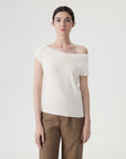 Blend Off The Shoulder Tops Silk Cashmere-SUUKSESS-White-XS-SUUKSESS