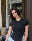 Buttery Soft Crew Neck Bodysuit - Short Sleeve - SUUKSESS