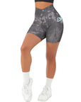 Crossover Sculpt Biker Shorts-Black Tie Dye-Suuksess Women's Shorts for Running, Sports, Hiking - Lululemon Dupe, Gymshark Dupe, Fabletics Dupe