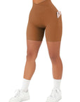 Crossover Sculpt Biker Shorts-Coffee Brown-Suuksess Women's Shorts for Running, Sports, Hiking - Lululemon Dupe, Gymshark Dupe, Fabletics Dupe