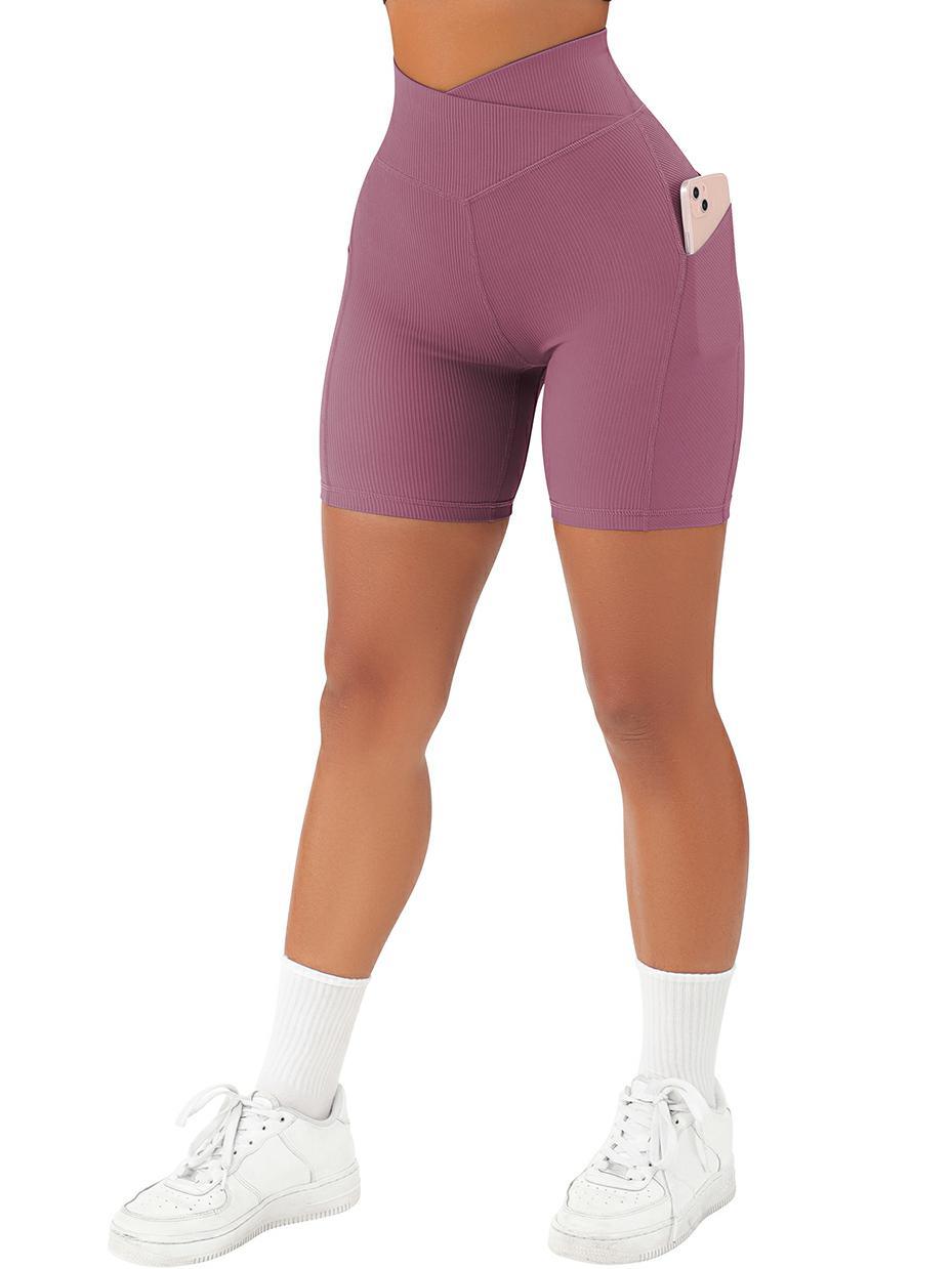 Crossover Sculpt Biker Shorts-Deep Purple-Suuksess Women's Shorts for Running, Sports, Hiking - Lululemon Dupe, Gymshark Dupe, Fabletics Dupe