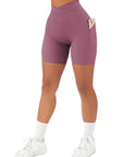 Crossover Sculpt Biker Shorts-Deep Purple-Suuksess Women's Shorts for Running, Sports, Hiking - Lululemon Dupe, Gymshark Dupe, Fabletics Dupe
