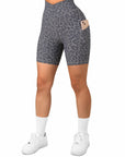 Crossover Sculpt Biker Shorts-Leopard Grey-Suuksess Women's Shorts for Running, Sports, Hiking - Lululemon Dupe, Gymshark Dupe, Fabletics Dupe