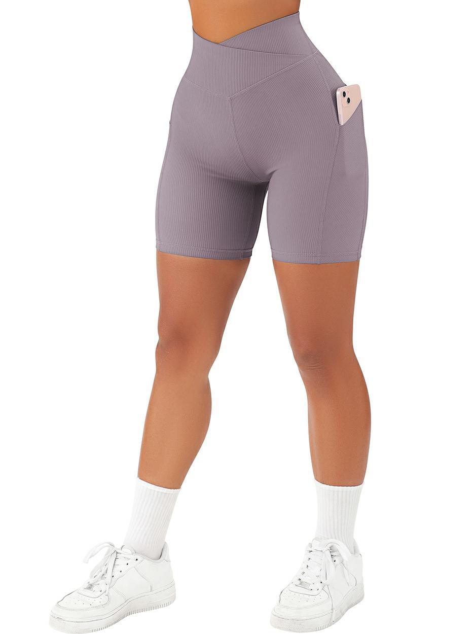Crossover Sculpt Biker Shorts-Purple-Suuksess Women's Shorts for Running, Sports, Hiking - Lululemon Dupe, Gymshark Dupe, Fabletics Dupe