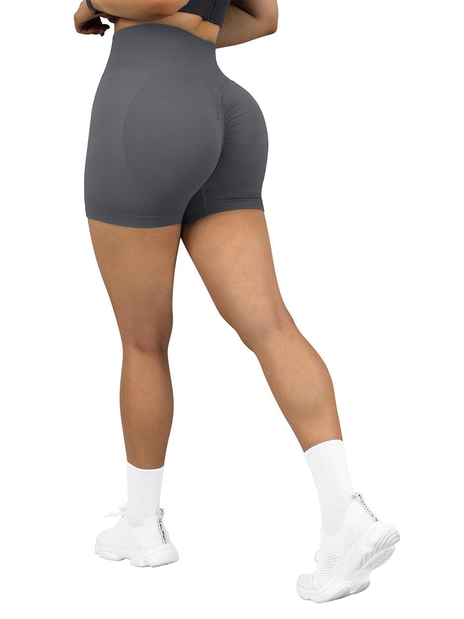 Seamless Scrunch 3&#39;&#39; Shorts-Grey-Suuksess Women&#39;s Shorts for Running, Sports, Hiking - Lululemon Dupe, Gymshark Dupe, Fabletics Dupe