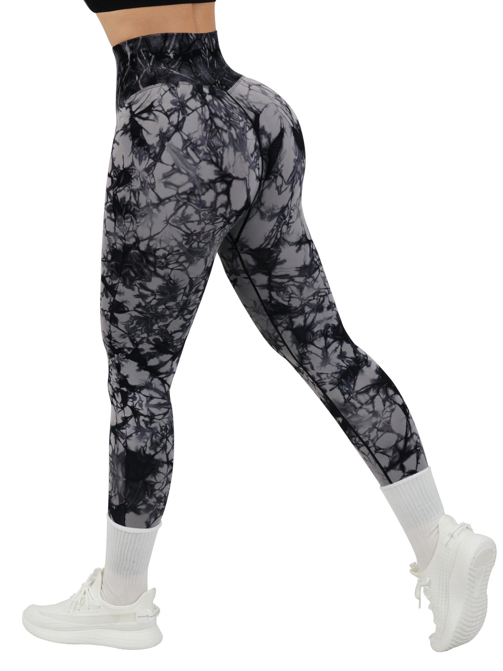 V Back Seamless Leggings-Black Tie Dye- Suuksess Amazon Leggings for Women - TikTok Leggings - XS, S, M, L, XL