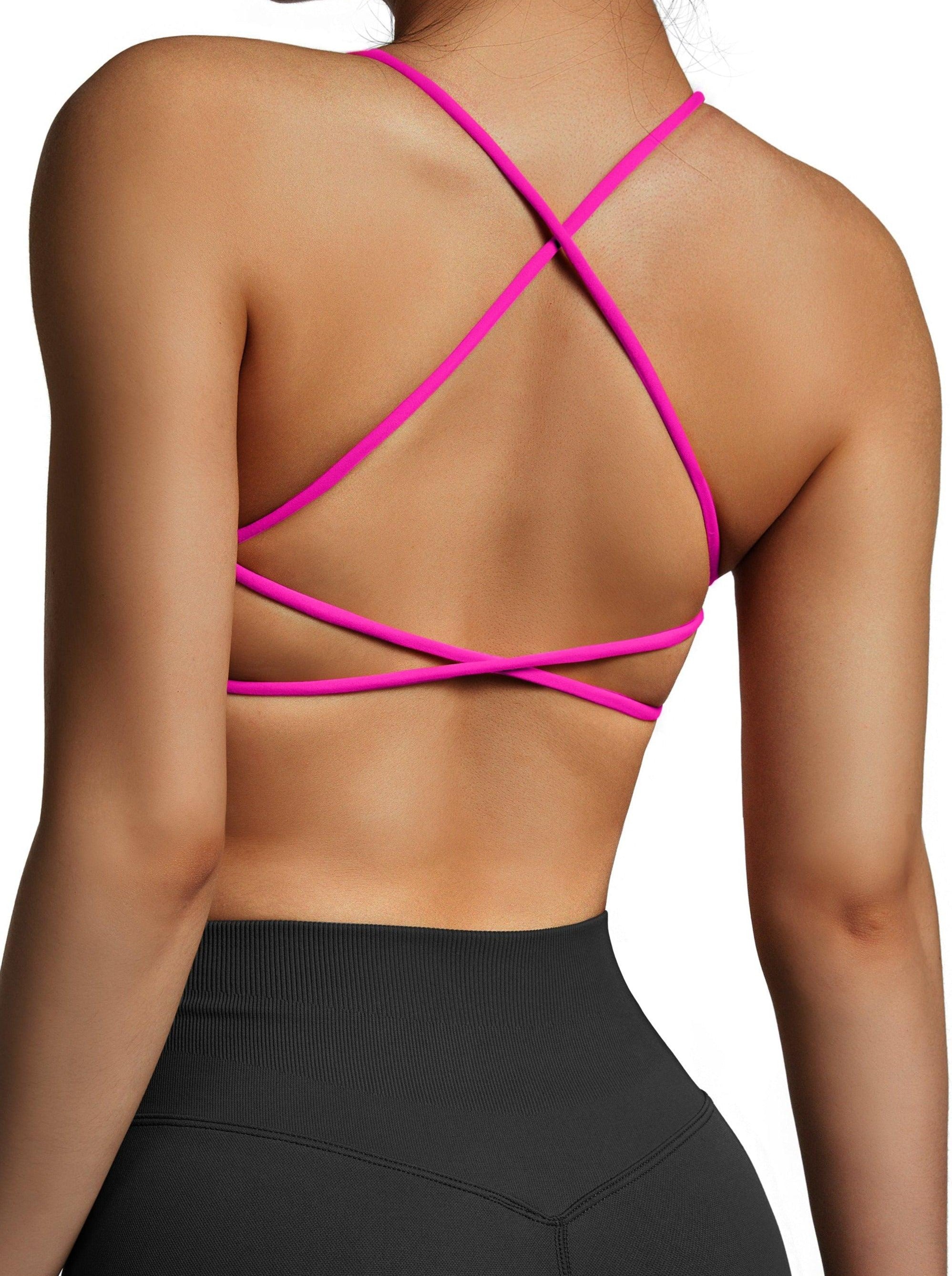 SUUKSESS Women 2 Piece Backless Strappy Sports Bra Pack Open Back