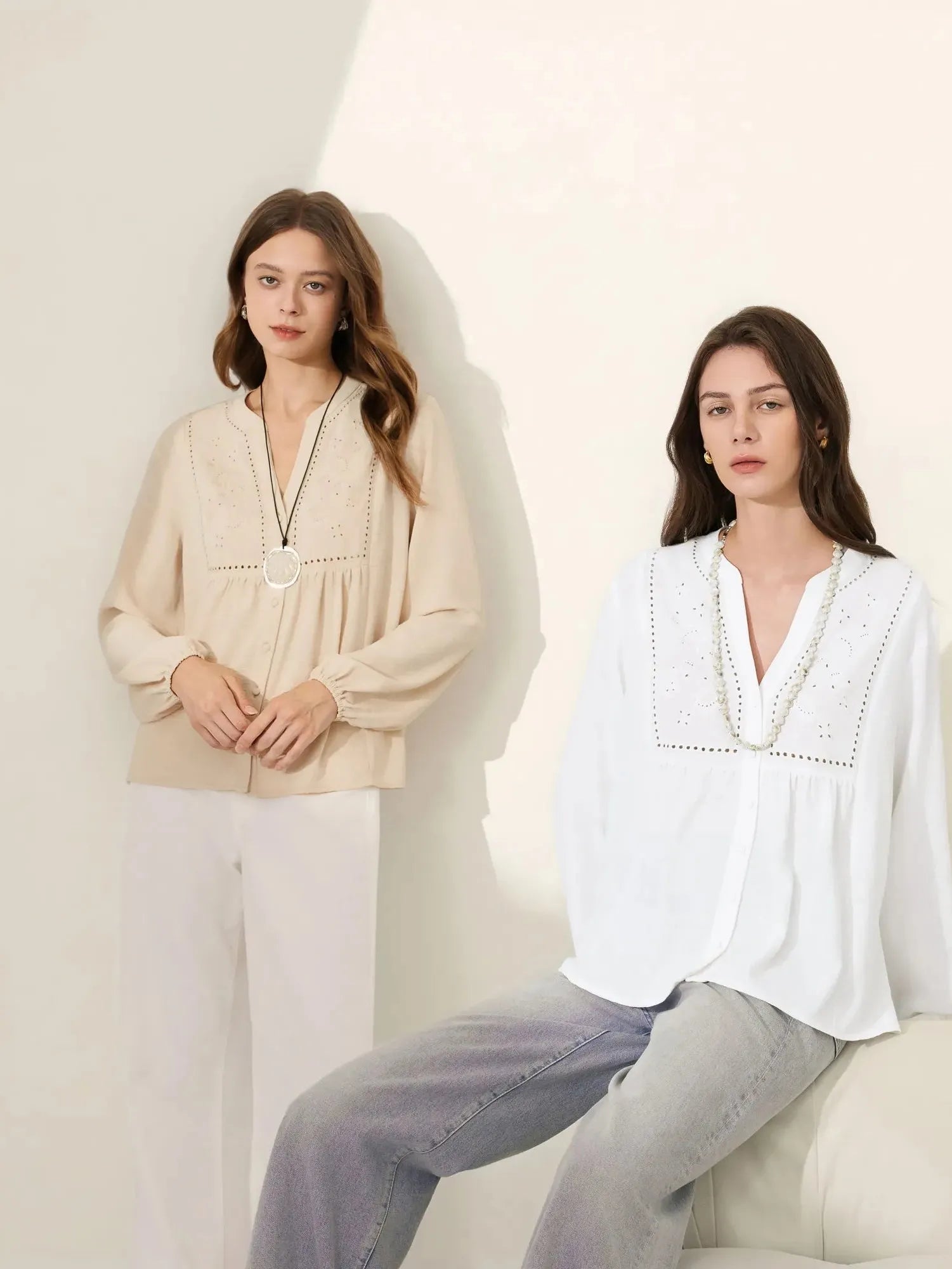 Button Down Boho Top - Long Sleeve-SUUKSESS-SUUKSESS