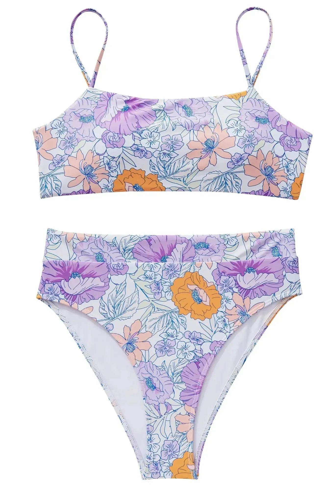 MOSHENGQI Women High Wasited Bikini Shoulder Strap 2 Piece High Cut String Swimsuits-Swimwear-SUUKSESS-SUUKSESS