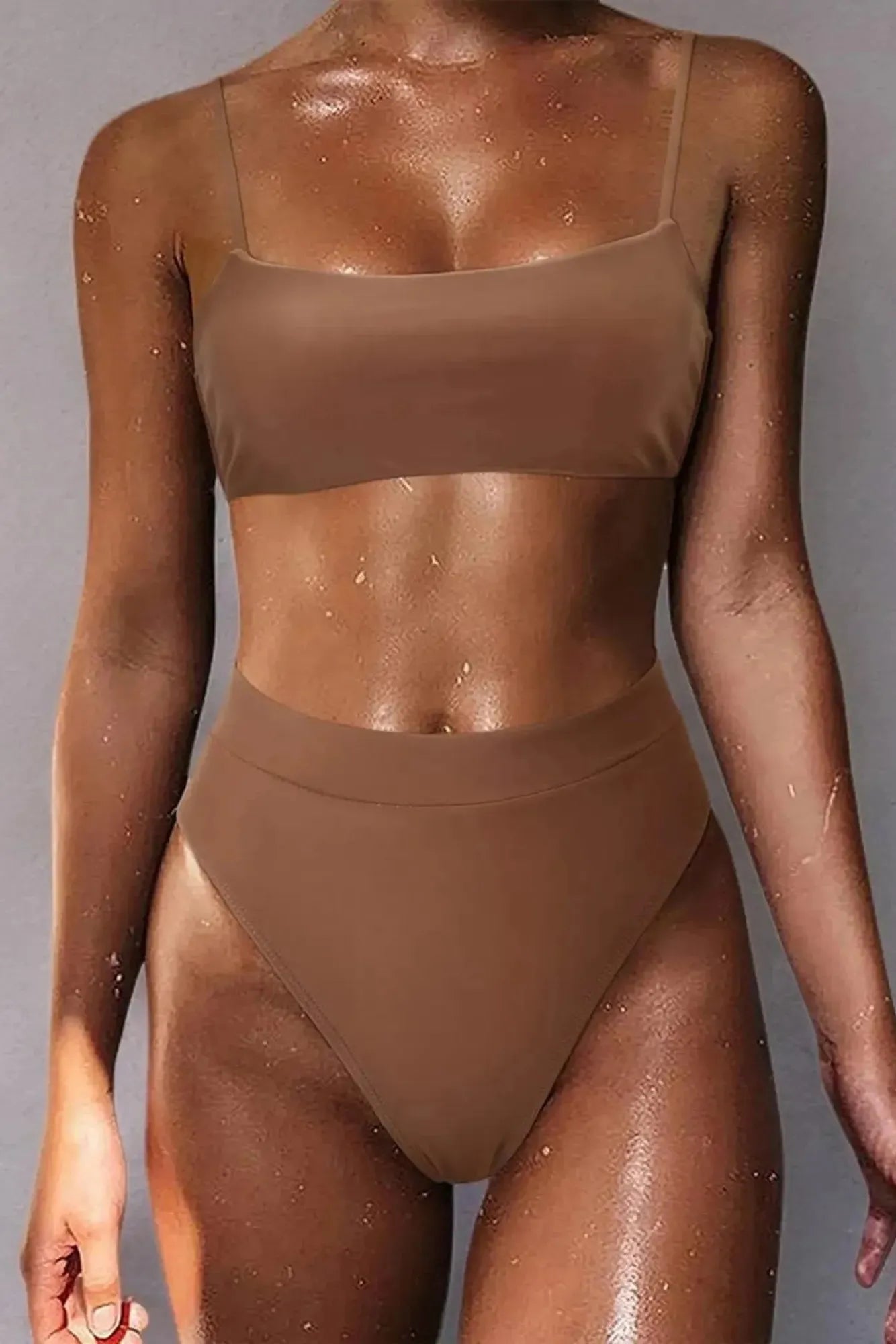 MOSHENGQI Women High Wasited Bikini Shoulder Strap 2 Piece High Cut String Swimsuits-Swimwear-SUUKSESS-SUUKSESS