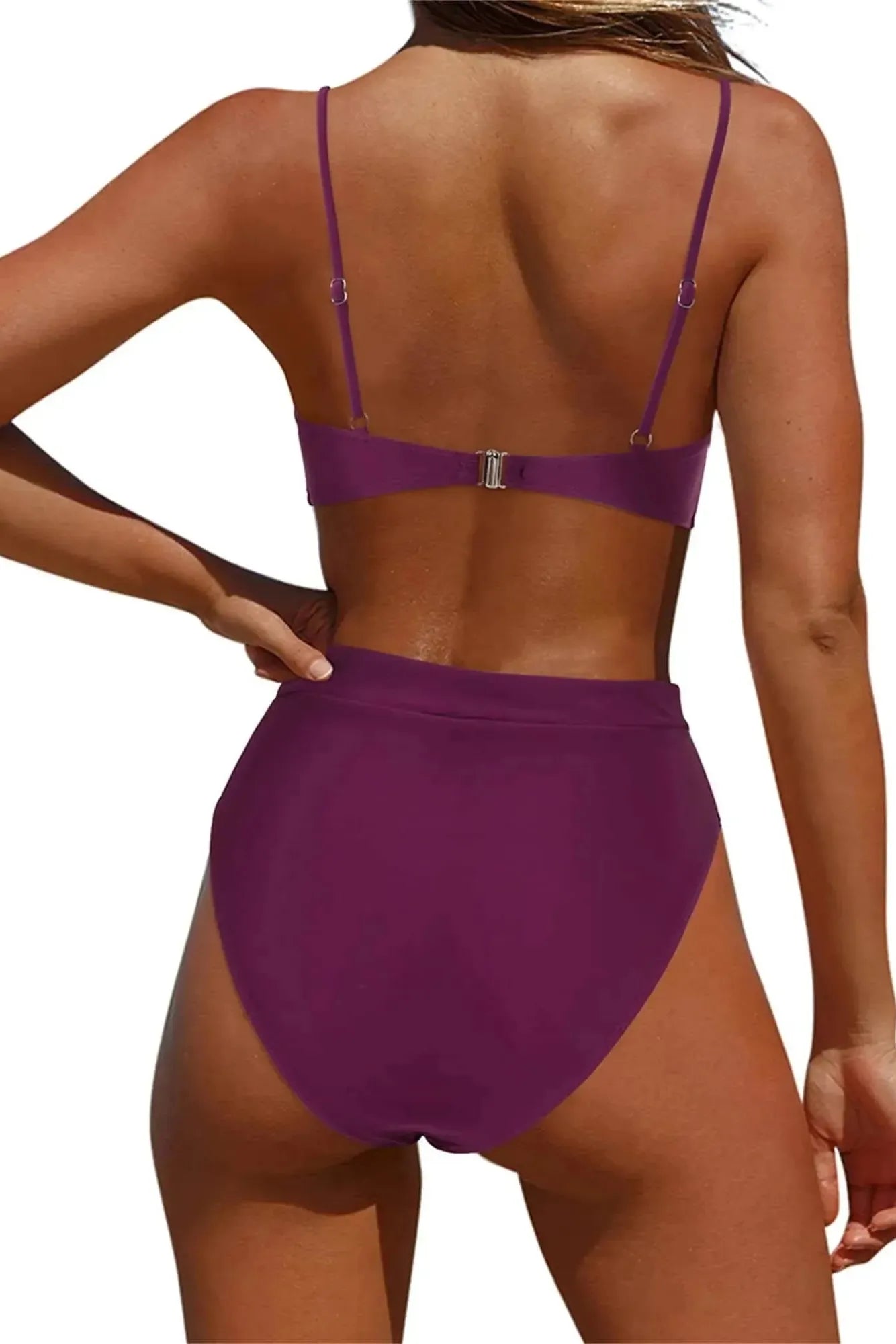 MOSHENGQI Women High Wasited Bikini Shoulder Strap 2 Piece High Cut String Swimsuits-Swimwear-SUUKSESS-SUUKSESS