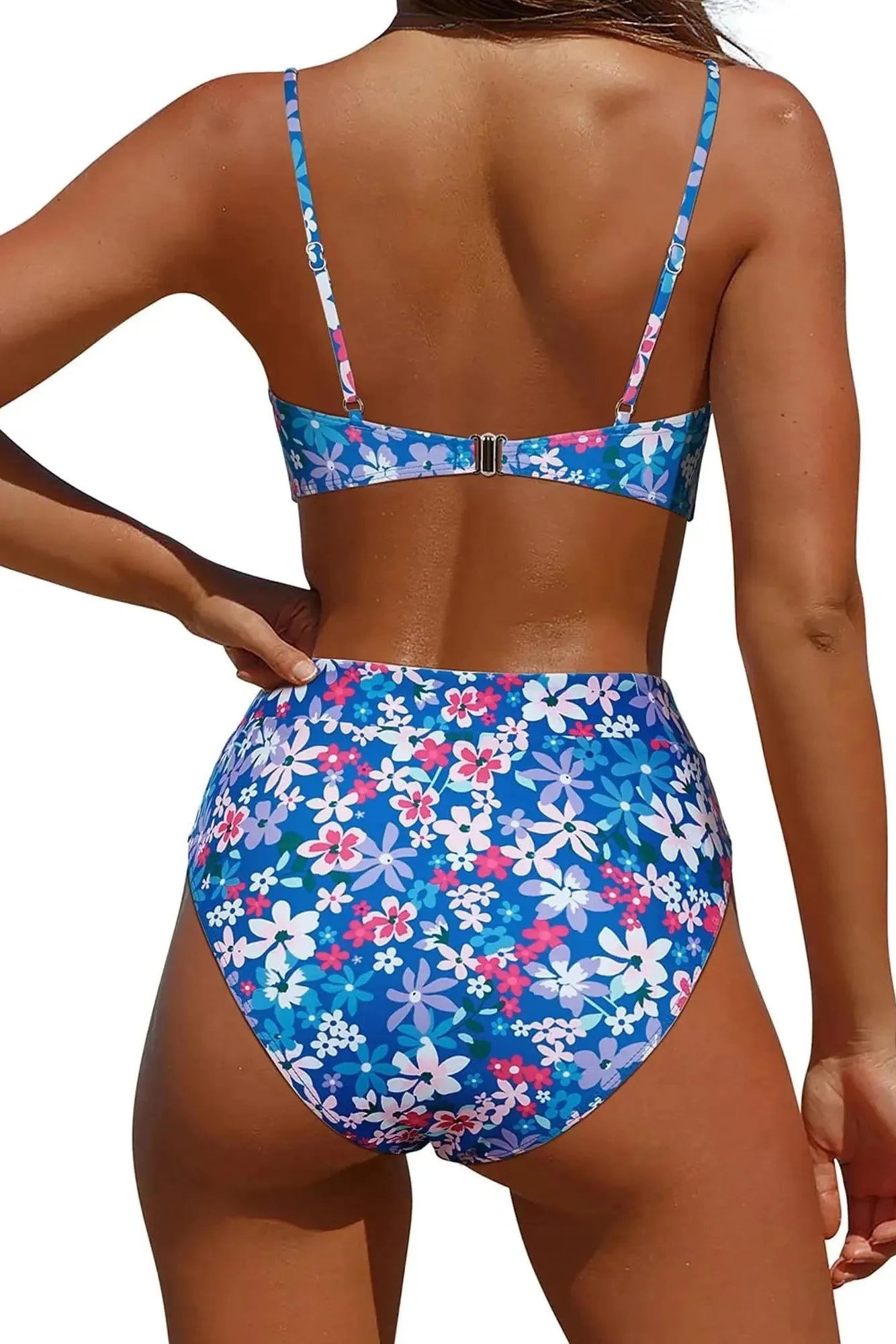 MOSHENGQI Women High Wasited Bikini Shoulder Strap 2 Piece High Cut String Swimsuits-Swimwear-SUUKSESS-SUUKSESS