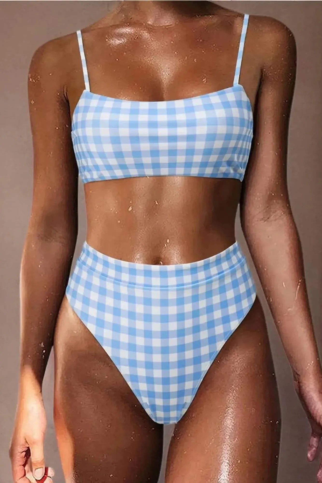MOSHENGQI Women High Wasited Bikini Shoulder Strap 2 Piece High Cut String Swimsuits-Swimwear-SUUKSESS-SUUKSESS
