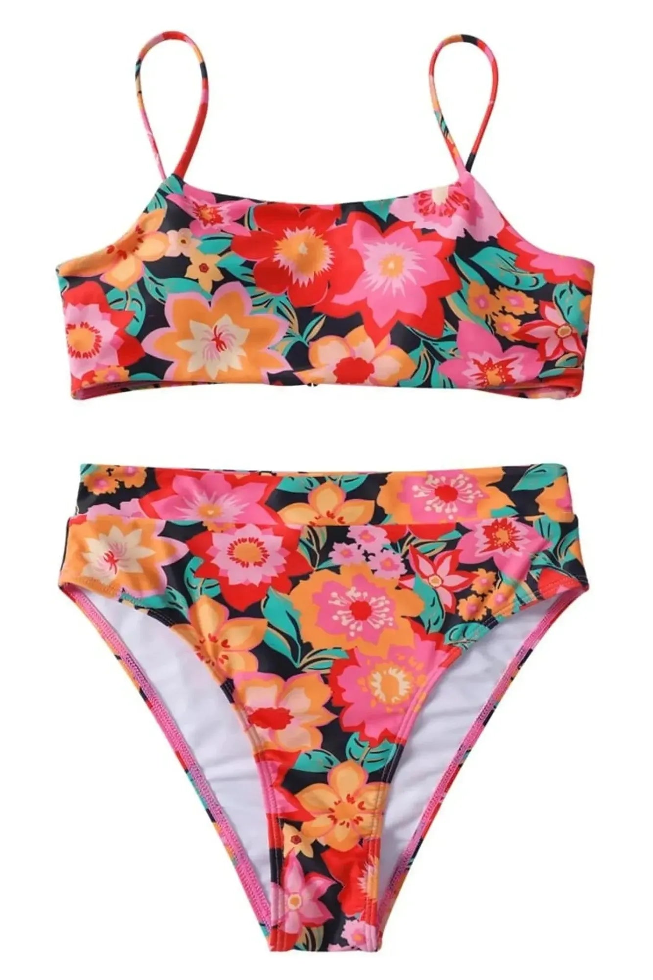 MOSHENGQI Women High Wasited Bikini Shoulder Strap 2 Piece High Cut String Swimsuits-Swimwear-SUUKSESS-SUUKSESS