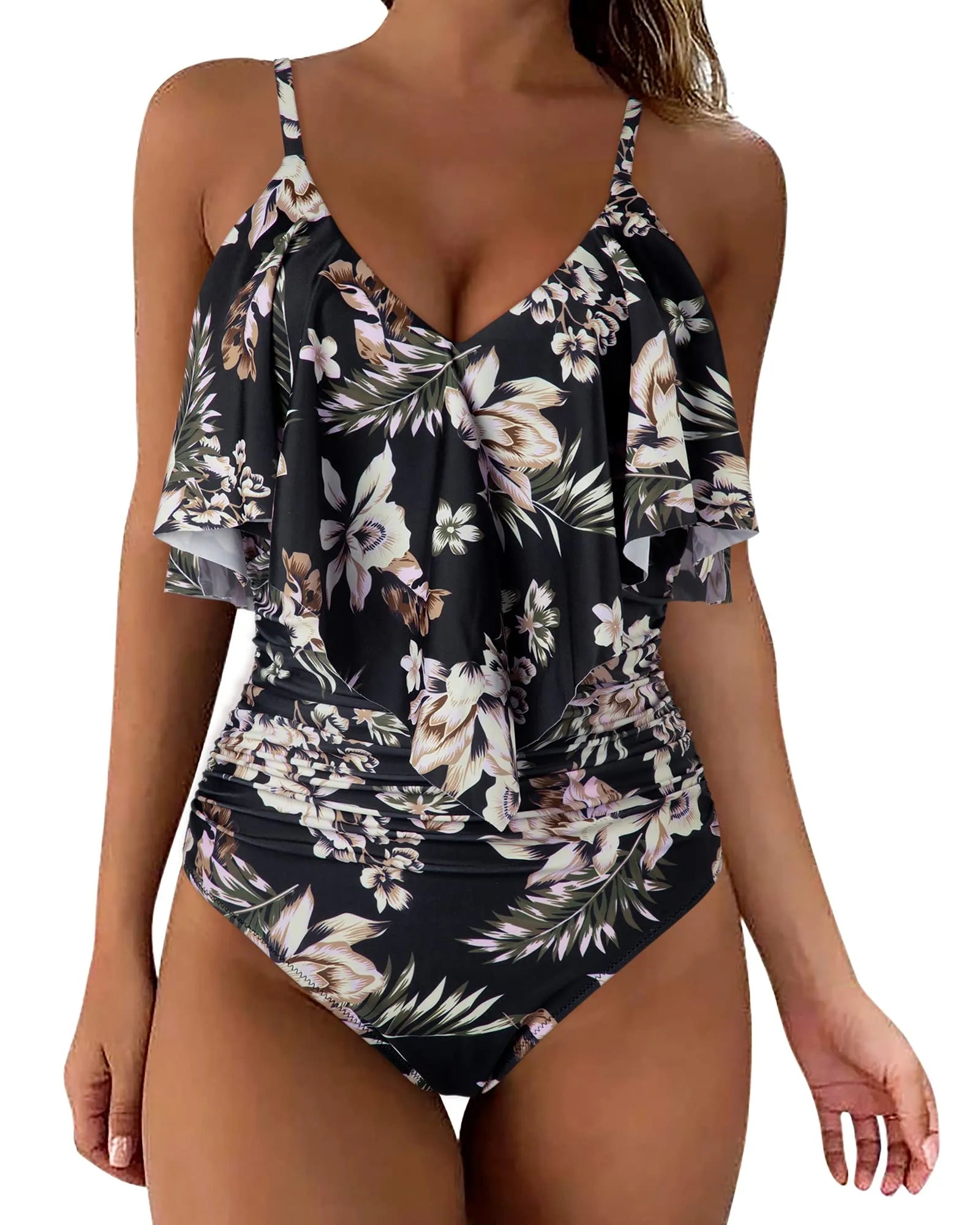 Ruffle One-Piece Ruched Swimsuits