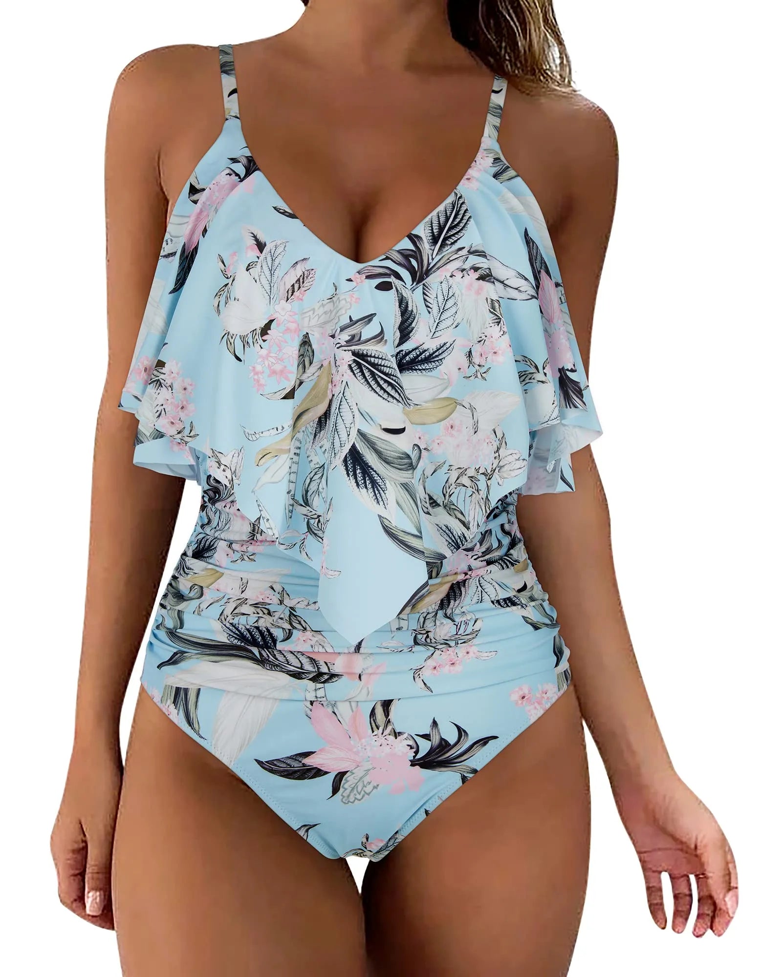 Ruffle One-Piece Ruched Swimsuits