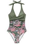 Floral Halter Push-Up Swimsuits