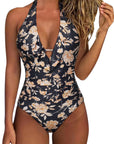 Ruffle Tummy Sexy Halter One Piece Swimsuits