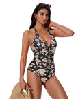 Ruffle Tummy Sexy Halter One Piece Swimsuits