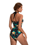 Ruffle Tummy Sexy Halter One Piece Swimsuits-SUUKSESS-SUUKSESS