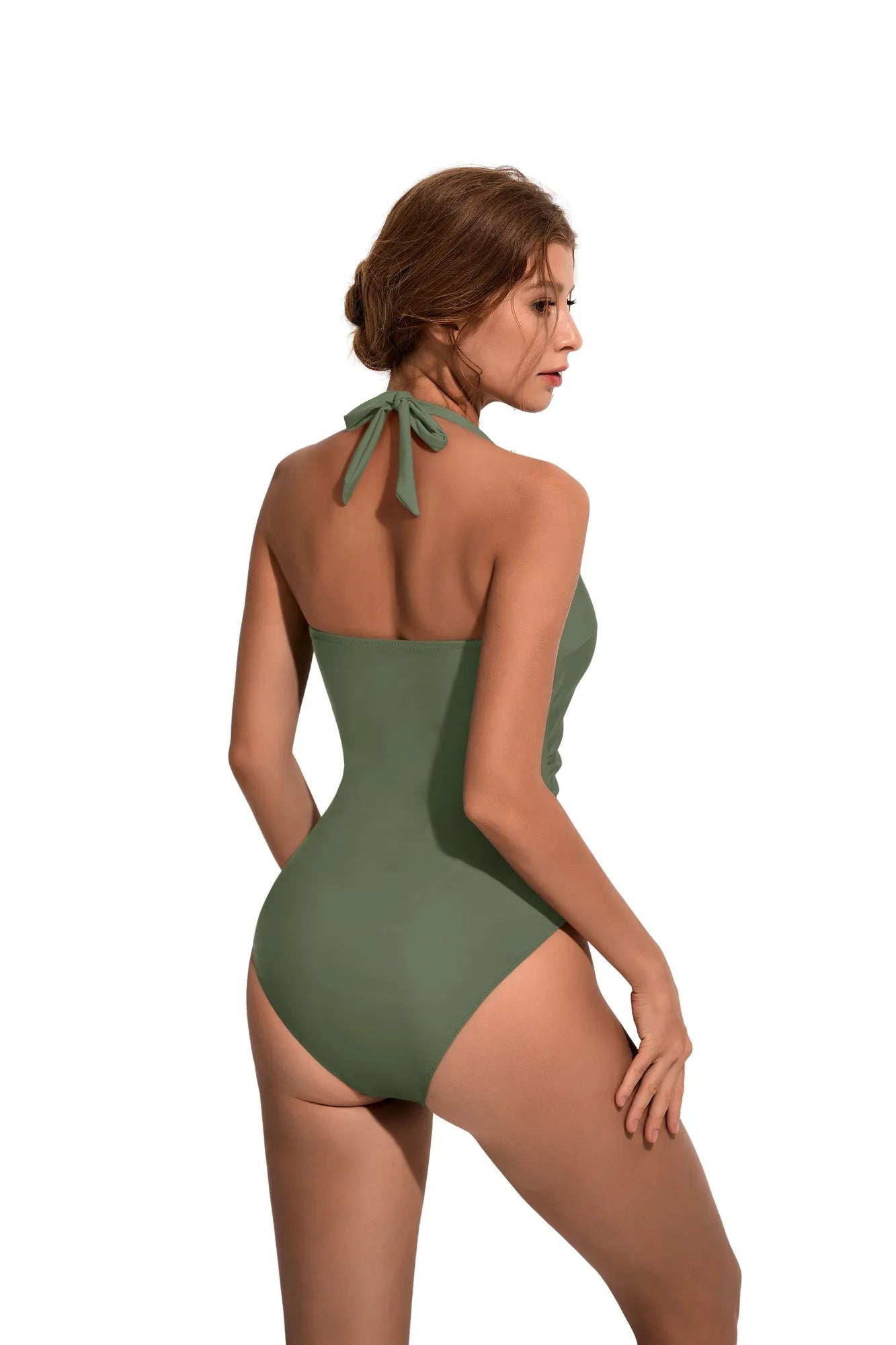 Ruffle Tummy Sexy Halter One Piece Swimsuits-SUUKSESS-SUUKSESS