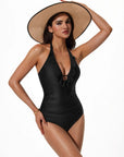 Ruffle Tummy Sexy Halter One Piece Swimsuits-SUUKSESS-SUUKSESS