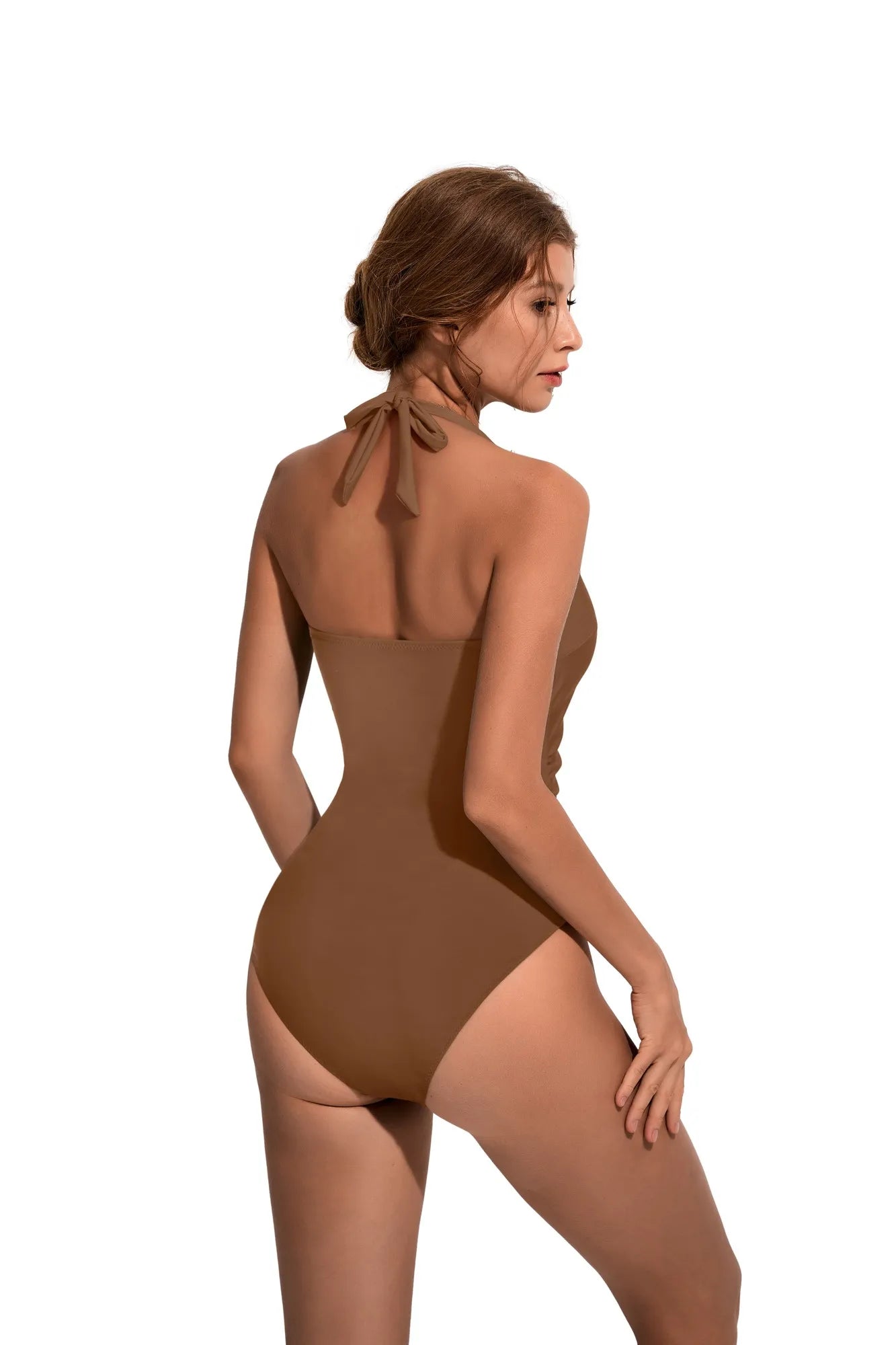 Ruffle Tummy Sexy Halter One Piece Swimsuits-SUUKSESS-SUUKSESS