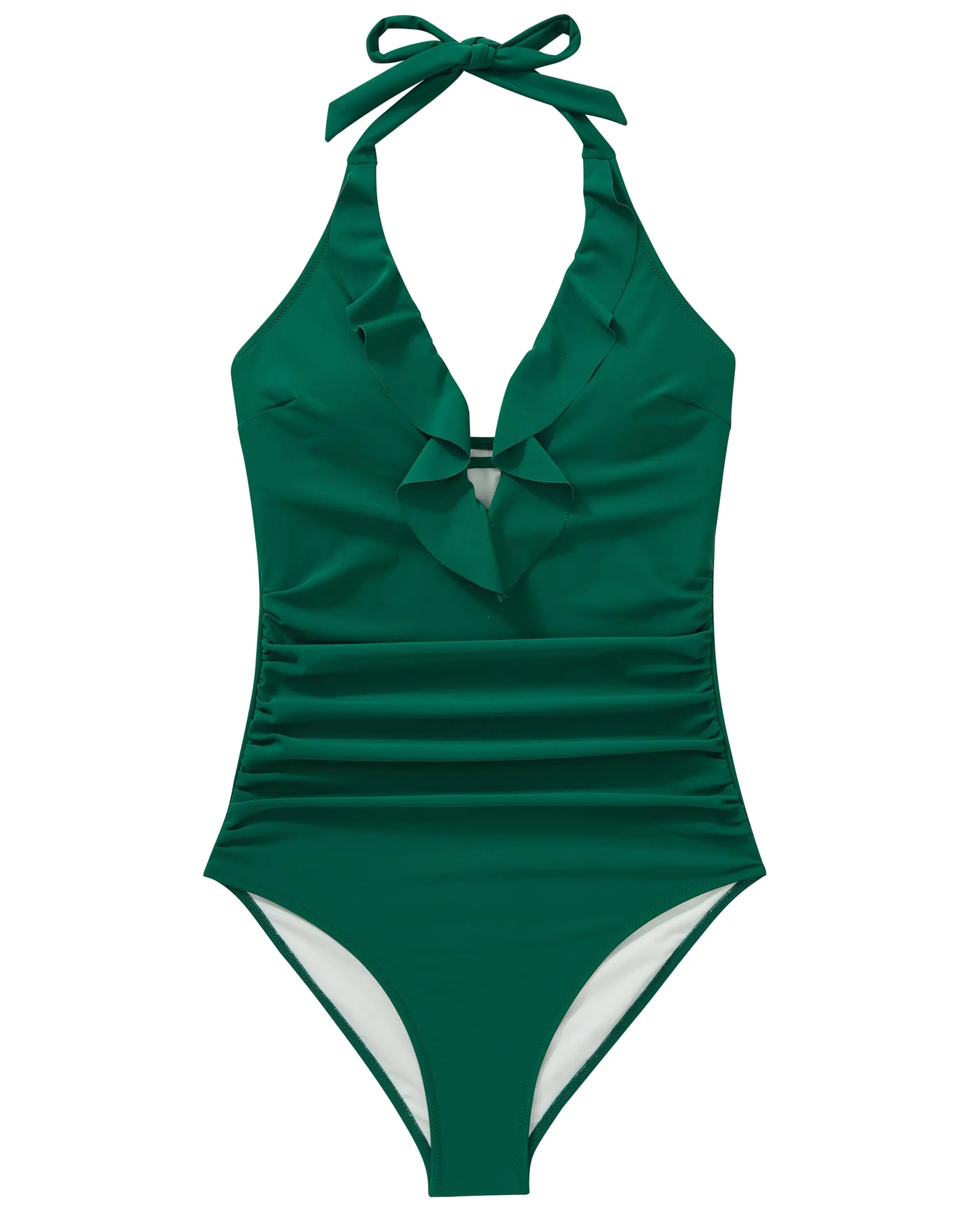 Ruffle Tummy Sexy Halter One Piece Swimsuits