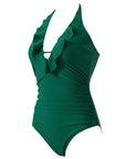 Ruffle Tummy Sexy Halter One Piece Swimsuits