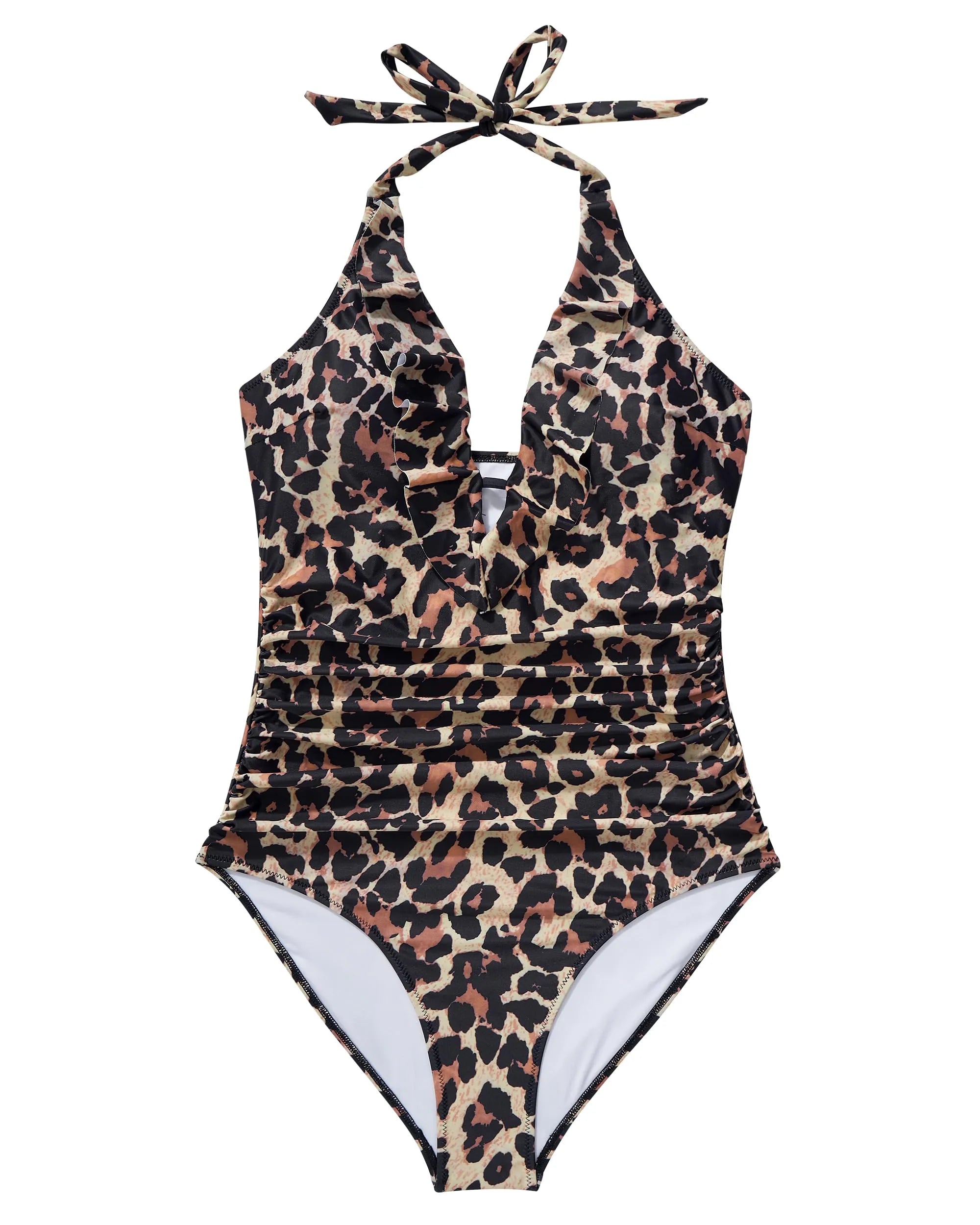 Ruffle Tummy Sexy Halter One Piece Swimsuits