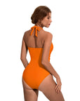 Ruffle Tummy Sexy Halter One Piece Swimsuits-SUUKSESS-SUUKSESS