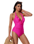 Ruffle Tummy Sexy Halter One Piece Swimsuits-SUUKSESS-SUUKSESS